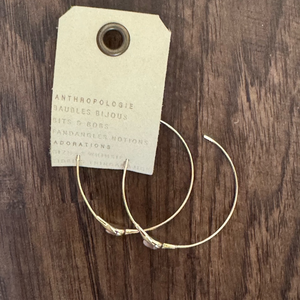 Anthropologie large gem hoop earring